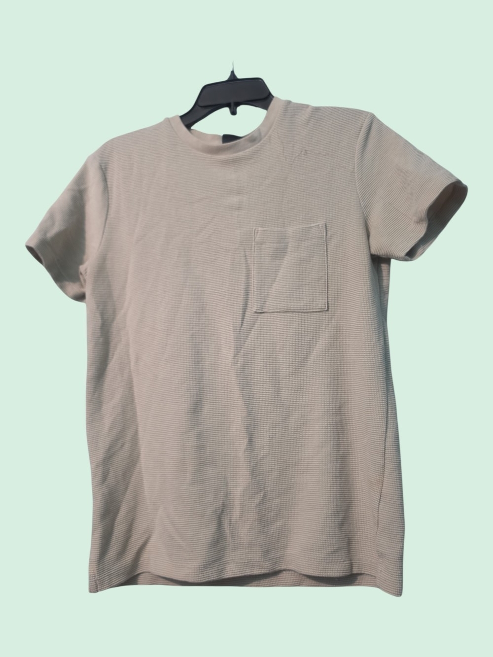 H&M Men's Short-Sleeve Textured Pocket Tee - Light Gray